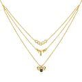 wholesale Gold 925 Sterling Silver Honeycomb & Dripping Bees Layered Necklace with Crystal Accents-0-0