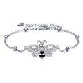 wholesale 925 Sterling Silver Bee Charm Bracelet with Cubic Zirconia and Beads for Women Girls  6+1 inch Adjustable Chain Length-0-0