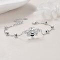 wholesale 925 Sterling Silver Bee Charm Bracelet with Cubic Zirconia and Beads for Women Girls  6+1 inch Adjustable Chain Length-0-3