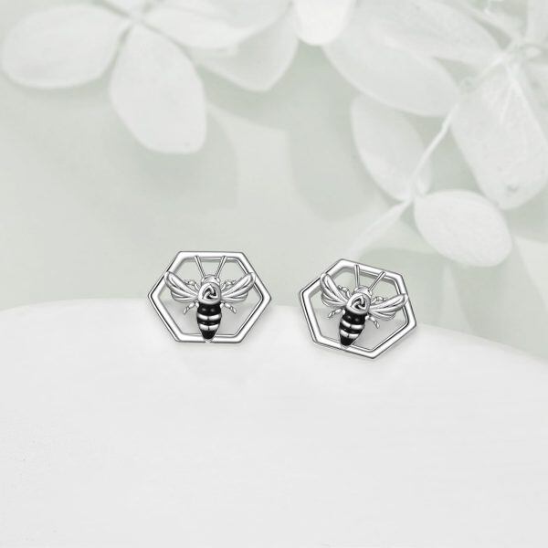 Sterling Silver Celtic Knot Bee Stud Earrings-3