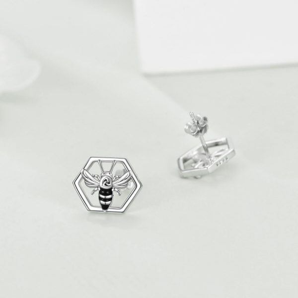 Sterling Silver Celtic Knot Bee Stud Earrings-4