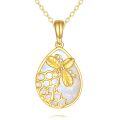 wholesale 14K Gold Opal Honeycomb Bee Pendant Necklace for Women-0-0