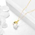 wholesale 14K Gold CZ Pearl Bee Pendant Necklace - Honeycomb Inspired for Women-0-4