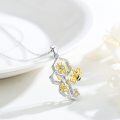 wholesale 925 Sterling Silver Honeycomb Pendant with Bees and Flowers Necklaces for Women-0-4