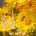 wholesale 925 Sterling Silver Sunflower Bee Drop Earrings s for Women-0-5