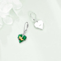wholesale 925 Sterling Silver Green Enamel Bee & Leaf Dangle Drop Earrings for Women Gift-0-4