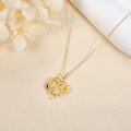 wholesale 14K Gold Bee & Sunflower Heart Pendant Necklace - Summer s for Women-0-3