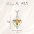 wholesale 925 Sterling Silver Honeybee Pendant Necklace with Pink Stone and Gold Accents - Gifts for Her-0-1