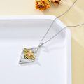 wholesale 925 Sterling Silver Honeybee Pendant Necklace with Pink Stone and Gold Accents - Gifts for Her-0-4