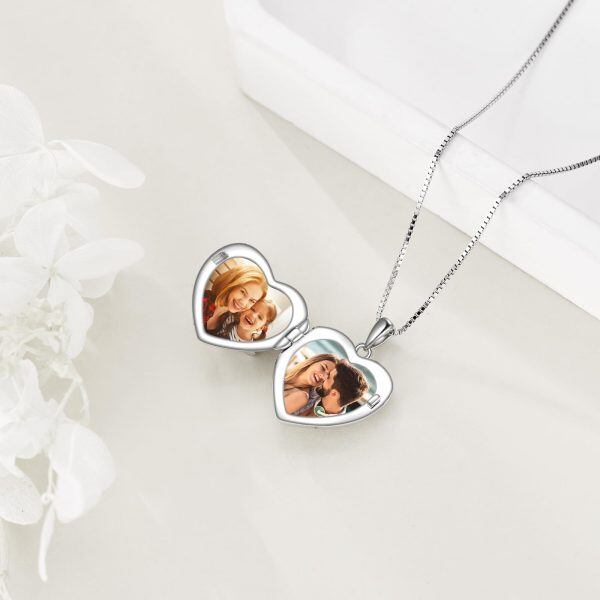 Sterling Silver Bee Heart Locket Necklace-3