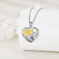 wholesale 925 Sterling Silver Metal Bees Honeycomb Sunflower Photo Locket Necklaces for Women Girls s with Chain 45cm/18inch Length (Heart)-0-4