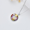 wholesale 925 Sterling Silver Rainbow Crystal Daisy & Honeycomb Bee Pendant Necklace for Women-0-4