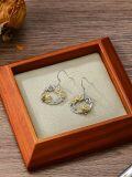 wholesale 925 Sterling Silver Sunflower & Honeybee Drop Earrings for Women Gifts-0-2