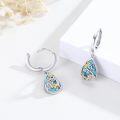 wholesale 925 Sterling Silver Turquoise Honeybee Daisy Filigree Teardrop Dangle Hoop Earrings-0-4