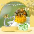 wholesale 925 Sterling Silver CZ Honeybee Anxiety Ring for Women - Adjustable Spin Topper s-0-5