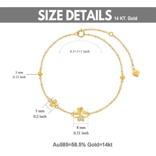 14K Gold Four Leaf Clover Chain Bracelets-4