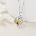wholesale 925 Sterling Silver Honeycomb & Gold Bee Charm Pendant Necklace - Mothers Day Gifts for Her-0-3