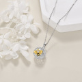 wholesale 925 Sterling Silver Honeycomb & Gold Bee Charm Pendant Necklace - Mothers Day Gifts for Her-0-4