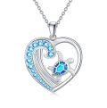 wholesale 925 Sterling Silver Blue Opal Sea Wave Turtle Pendant Necklaces s for Women Girls-0-0