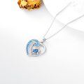 wholesale 925 Sterling Silver Blue Opal Sea Wave Turtle Pendant Necklaces s for Women Girls-0-2
