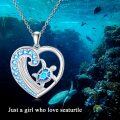 wholesale 925 Sterling Silver Blue Opal Sea Wave Turtle Pendant Necklaces s for Women Girls-0-4