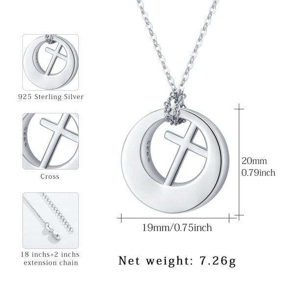 Sterling Silver Cross Circle of Life Eternity Urn Necklace-3