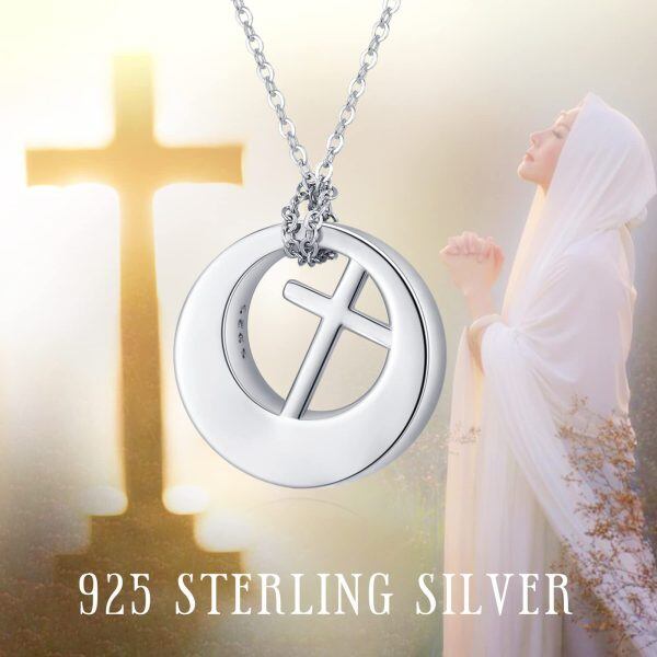 Sterling Silver Cross Circle of Life Eternity Urn Necklace-15