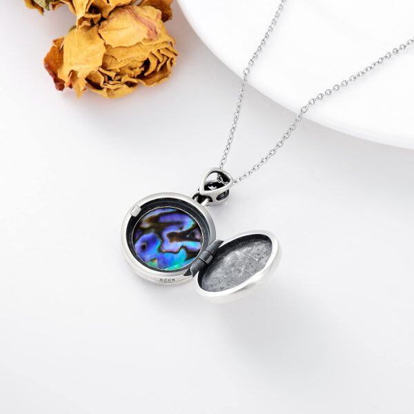 Sterling Silver Tree of Life Abalone Shell Locket Necklace-4