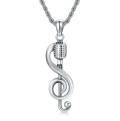 wholesale 925 Sterling Silver Microphone Treble Clef Pendant Necklace  for Men-0-0