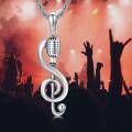 wholesale 925 Sterling Silver Microphone Treble Clef Pendant Necklace  for Men-0-1
