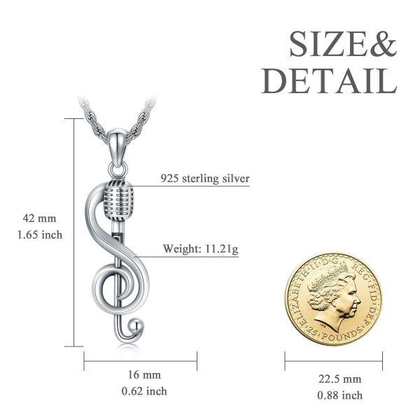 Sterling Silver Musical Note Pendant Necklace-5