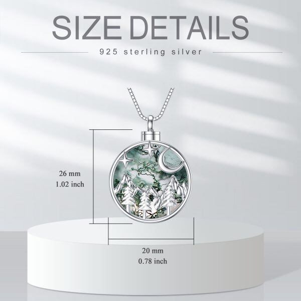 Sterling Silver Moss Agate Mountain Star Urn Necklace-2