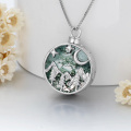 wholesale 925 Sterling Silver Green Agate Mountain Moon Stars Cremation Keepsake Pendant Necklace with Funnel and Fill Tool-0-6
