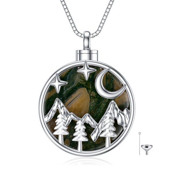 Sterling Silver Moss Agate Mountain Star Urn Necklace-7