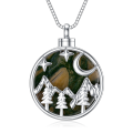 wholesale 925 Sterling Silver Green Agate Mountain Moon Stars Cremation Keepsake Pendant Necklace with Funnel and Fill Tool-0-8