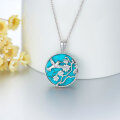wholesale 925 Sterling Silver Natural Turquoise Hummingbird & Flowers Pendant Necklaces for Women Gifts Jewelry 48 Chain Length-0-3