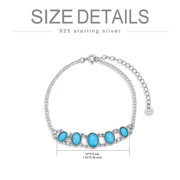 Sterling Silver Blue Turquoise Chain Bracelets-1