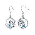 wholesale 925 Sterling Silver Turquoise Stone Circle Hawk Dangle Earrings for Women and Girls-0-0