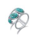 wholesale 925 Sterling Silver & Natural Turquoise Stone Open Ring for Women - Bohemian Style Statement s-0-0