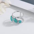 wholesale 925 Sterling Silver & Natural Turquoise Stone Open Ring for Women - Bohemian Style Statement s-0-2