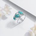 wholesale 925 Sterling Silver & Natural Turquoise Stone Open Ring for Women - Bohemian Style Statement s-0-3