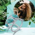 wholesale 925 Sterling Silver & Natural Turquoise Stone Open Ring for Women - Bohemian Style Statement s-0-4