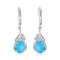 wholesale 925 Sterling Silver Blue Stone Butterfly & Dragonfly Dangle Earrings 7x9mm Leverback s for Her-0-0