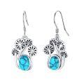 wholesale 925 Sterling Silver & Turquoise Stone Mushroom Drop Earrings for Women and Teenage Girls-0-0