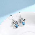 wholesale 925 Sterling Silver & Turquoise Stone Mushroom Drop Earrings for Women and Teenage Girls-0-2