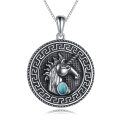 wholesale 925 Sterling Silver Round Turquoise Stone Unicorn Pendant Necklaces for Men & Women-0-0