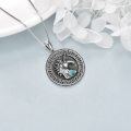 wholesale 925 Sterling Silver Round Turquoise Stone Unicorn Pendant Necklaces for Men & Women-0-5