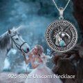 wholesale 925 Sterling Silver Round Turquoise Stone Unicorn Pendant Necklaces for Men & Women-0-6