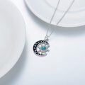 wholesale 925 Sterling Silver Turquoise Moon and Sun Pendant Necklace with Black Enamel Stars for Women's Gifts-0-4
