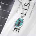 wholesale 925 Sterling Silver Oval Turquoise Saint Michael Pendant Protection Charm Catholic Gift for Women Men-0-3